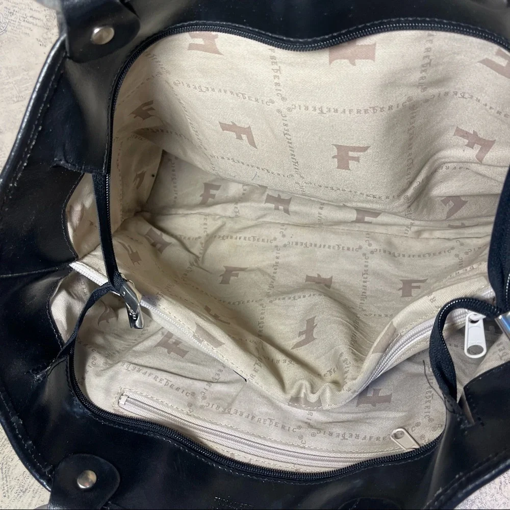 Frederic Paris Made in France Black Leather Satchel Bag Structured Shoulder Bag